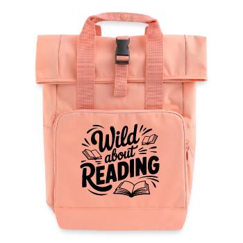 Wild about Reading - Roll Top Backpack with Two Handles - chintz rose - Front