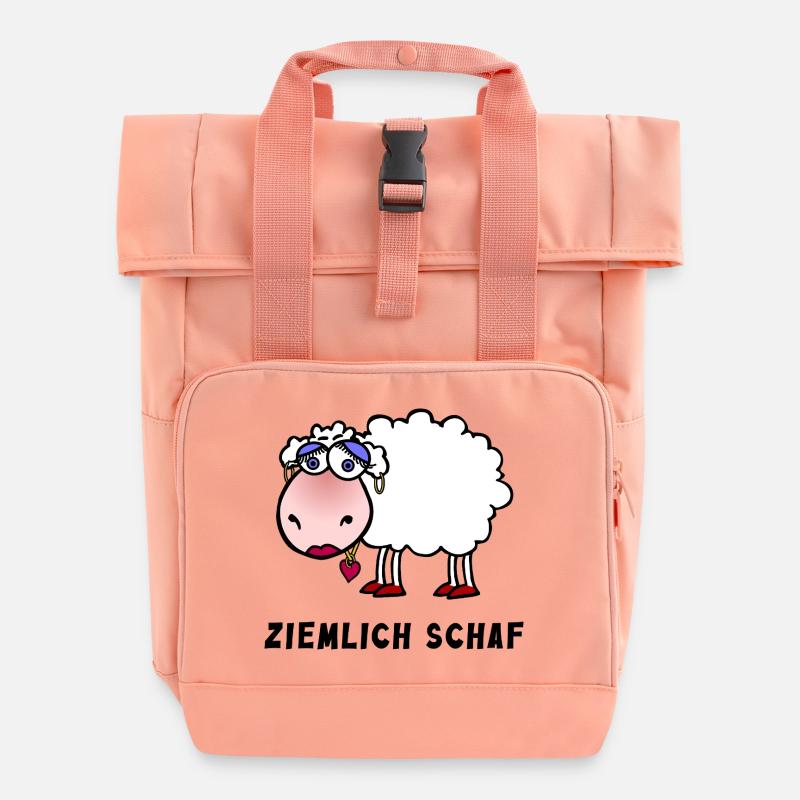 Pretty Sheep Cartoon Comic Word Game - Roll Top Backpack with Two Handles - chintz rose
