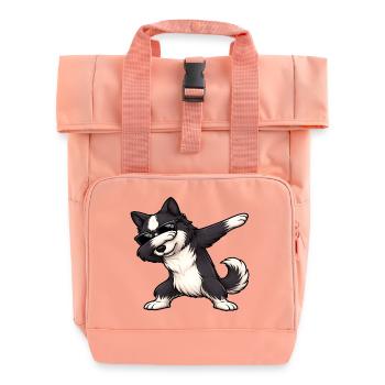 Border Collie à tampons - Sac à dos Roll Top à deux anses - rose liberty - Devant