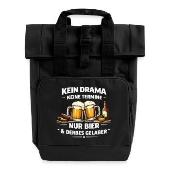 Kein Drama Keine Termine Biergelaber - Rolltop Rucksack mit zwei Griffen - Schwarz - Vorne