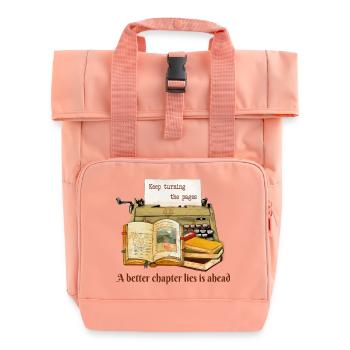 Keep Turning The Pages  - Roll Top Backpack with Two Handles - chintz rose - Front