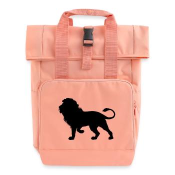 Lion Silhouette - Roll Top Backpack with Two Handles - chintz rose - Front