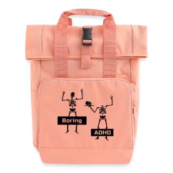 Boring vs ADHD ADHS Spruch Geschenk - Rolltop Rucksack mit zwei Griffen - Chintzrosa - Vorne