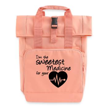 Sweetest Medicine - Roll Top Backpack with Two Handles - chintz rose - Front
