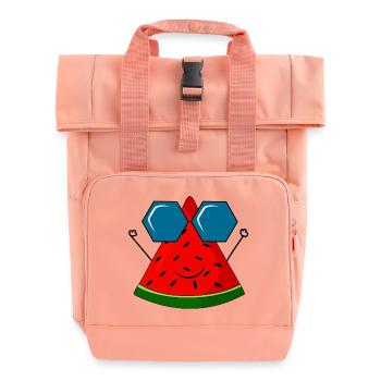 summer, watermelon, sun - Roll Top Backpack with Two Handles - chintz rose - Front