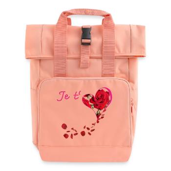Je t aime avec son cœur de rose rouge - Sac à dos Roll Top à deux anses - rose liberty - Devant