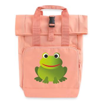 Lustiger Grüner Frosch - personalisierbar - Rolltop Rucksack mit zwei Griffen - Chintzrosa - Vorne