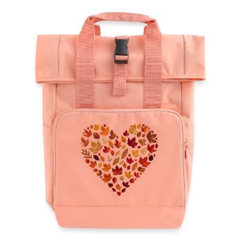 herbstliches Herz, gestaltet aus buntem Herbstlaub - Rolltop Rucksack mit zwei Griffen - Chintzrosa - Vorne