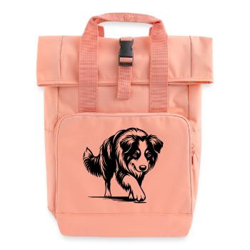 Australian Shepherd - Roll Top Backpack with Two Handles - chintz rose - Front