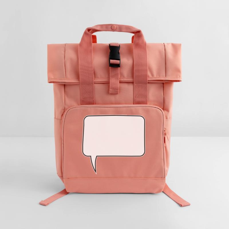 Speech bubble rectangle design Roll Top Backpack with Two Handles