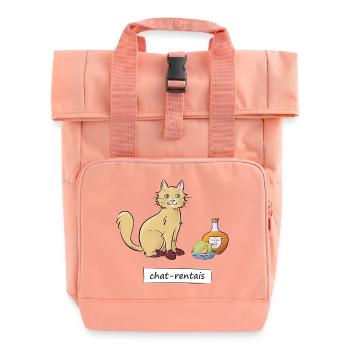Chat-rentais - Roll Top Backpack with Two Handles - chintz rose - Front