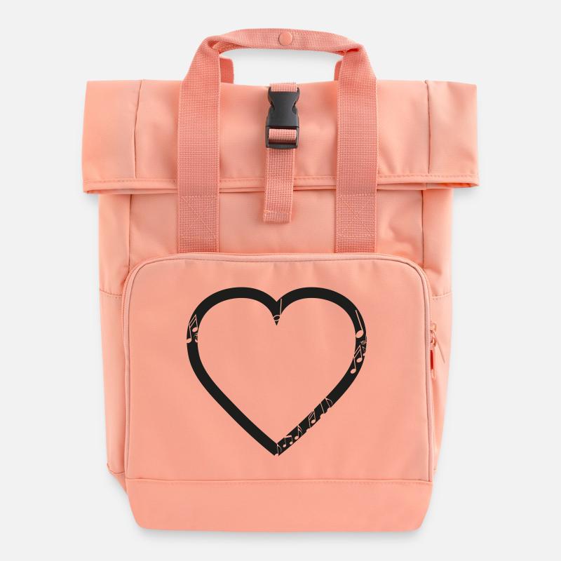 Musical heart - Roll Top Backpack with Two Handles - chintz rose