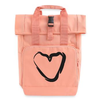 Hand-drawn heart motif - Roll Top Backpack with Two Handles - chintz rose - Front