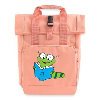 Bücherwurm Nerd Lesen Bücher Regenwurm - Rolltop Rucksack mit zwei Griffen - Chintzrosa - Vorne