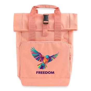 Lebendige geometrische Hummingbird-Freiheit - Rolltop Rucksack mit zwei Griffen - Chintzrosa - Vorne