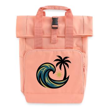 Welle Palme Surfen Strandurlaub Beachclub - Rolltop Rucksack mit zwei Griffen - Chintzrosa - Vorne