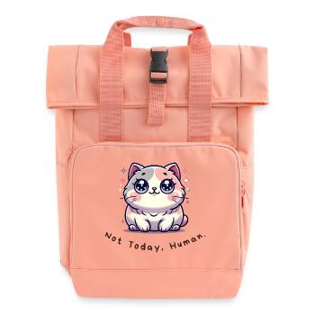 Not Today, Human – Lustiges Katzen Shirt - Rolltop Rucksack mit zwei Griffen - Chintzrosa - Vorne