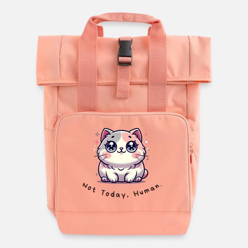 Not Today, Human – Lustiges Katzen Shirt - Rolltop Rucksack mit zwei Griffen - Chintzrosa