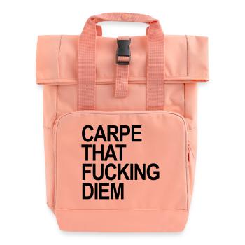 Carpe that fucking Diem - Rolltop Rucksack mit zwei Griffen - Chintzrosa - Vorne