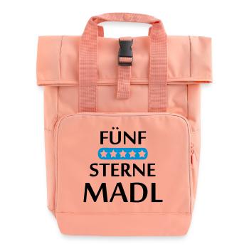 Fünf Sterne Madl Bayern Geschenk - Rolltop Rucksack mit zwei Griffen - Chintzrosa - Vorne