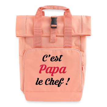 Papa / Fête des Pères / Pere / Cuisine Chef / Bébé - Sac à dos Roll Top à deux anses - rose liberty - Devant
