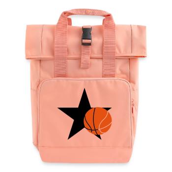 Basketball - Basket Ball - Game - Sport - Player - Roll Top Backpack with Two Handles - chintz rose - Front