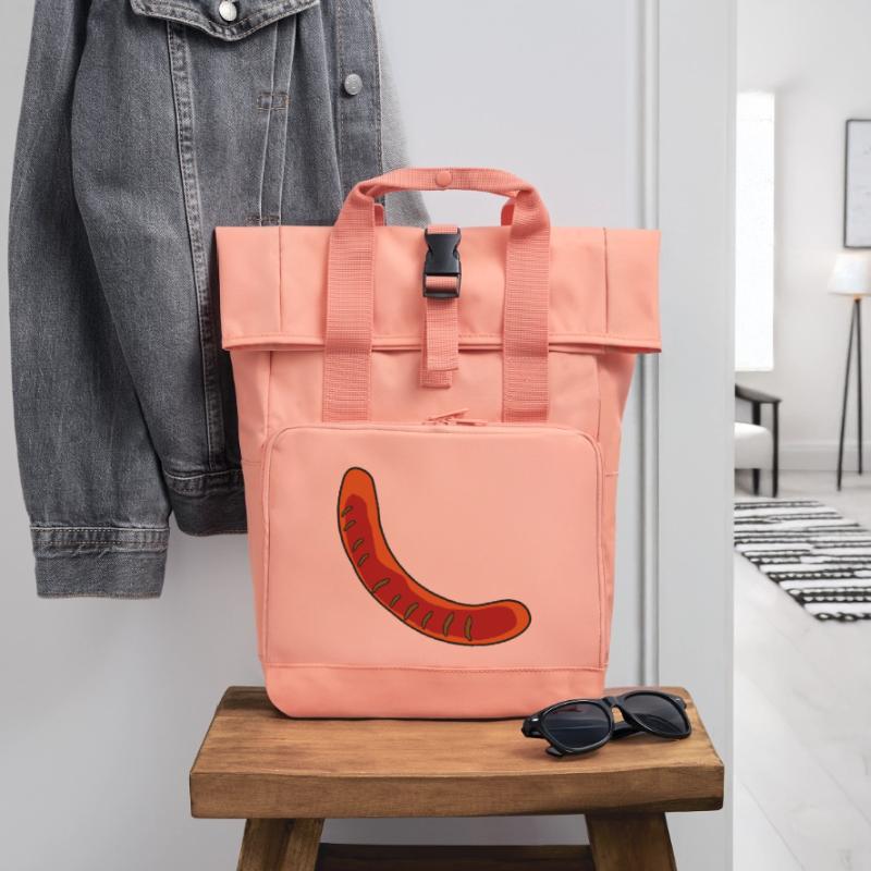 Wurst oder Bratwurst Rolltop Rucksack mit zwei Griffen