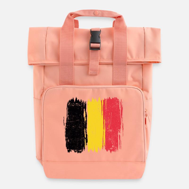 Drapeau belge Abstrait coups de pinceau - Sac à dos Roll Top à deux anses - rose liberty