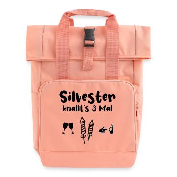 Silvester Knallen Alkohol Böller - Rolltop Rucksack mit zwei Griffen - Chintzrosa - Vorne