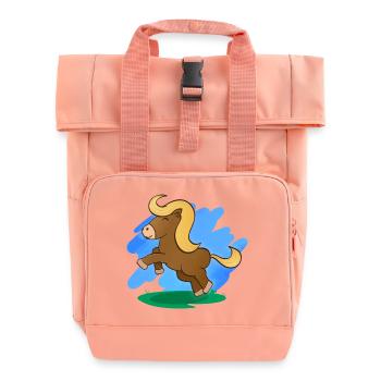 Horse (Pony) & Landscape - Roll Top Backpack with Two Handles - chintz rose - Front