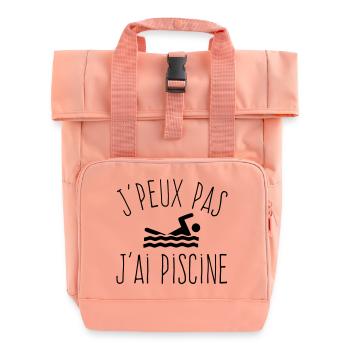 J'peux pas j'ai Piscine - Humour Natation - Sac à dos Roll Top à deux anses - rose liberty - Devant