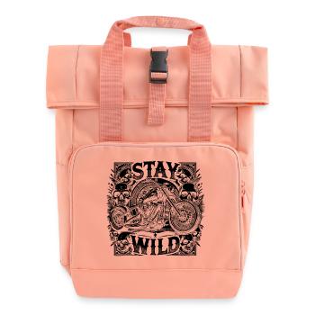 Stay Wild Biker Motorrsd Schrauber Club MC - Rolltop Rucksack mit zwei Griffen - Chintzrosa - Vorne