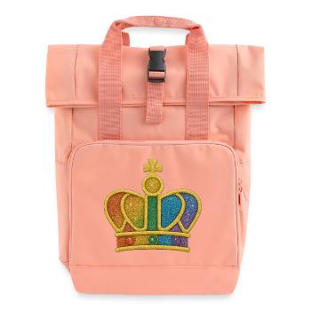 Regenbogen-Glitzerkronen-Design - Rolltop Rucksack mit zwei Griffen - Chintzrosa - Vorne
