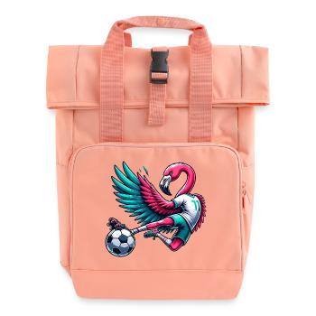 Flamingo Fußballer 11 Akrobatik Kick - Rolltop Rucksack mit zwei Griffen - Chintzrosa - Vorne