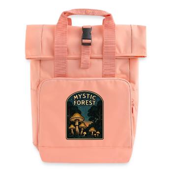 Mystic Forest Mushrooms - Roll Top Backpack with Two Handles - chintz rose - Front