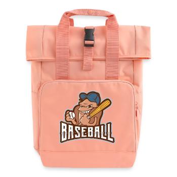 Rogue Batter Baseball Mascot - Roll Top Backpack with Two Handles - chintz rose - Front