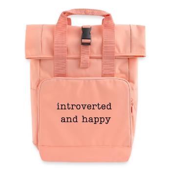introverted and happy - Roll Top Backpack with Two Handles - chintz rose - Front