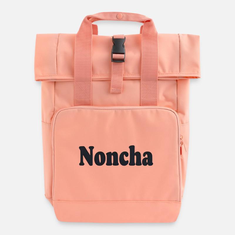 Noncha – Flemish Text Design - Roll Top Backpack with Two Handles - chintz rose