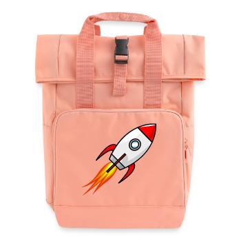 navette spatiale fusée fusée ufo lune vaisseau spatial - Sac à dos Roll Top à deux anses - rose liberty - Devant