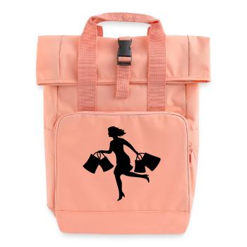 frau shopping laufen - Rolltop Rucksack mit zwei Griffen - Chintzrosa - Vorne