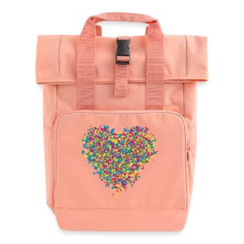 colorful lyened confetti heart - Roll Top Backpack with Two Handles - chintz rose - Front