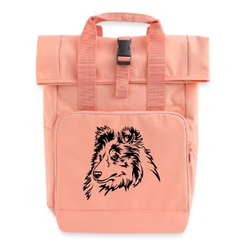 Sheltie Head - Roll Top Backpack with Two Handles - chintz rose - Front