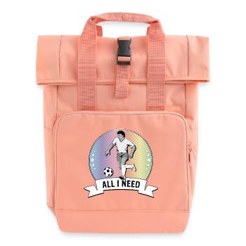 FOOTBALLER Emblem - Soccer - Roll Top Backpack with Two Handles - chintz rose - Front