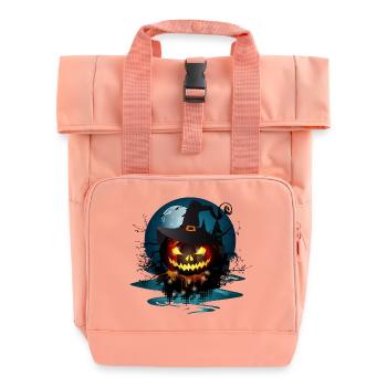 dunkler Halloween Kürbis Mit Hexen Hut & Vollmond - Rolltop Rucksack mit zwei Griffen - Chintzrosa - Vorne