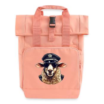 Schaf Polizistin - Rolltop Rucksack mit zwei Griffen - Chintzrosa - Vorne
