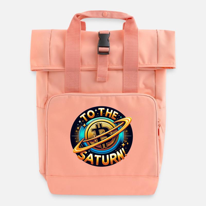 Crypto BTC à Saturne ! - Sac à dos Roll Top à deux anses - rose liberty