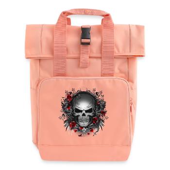dark gothic skull with red roses - Roll Top Backpack with Two Handles - chintz rose - Front