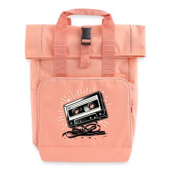 Music cassette in retro style 80s and 90s style - Roll Top Backpack with Two Handles - chintz rose - Front