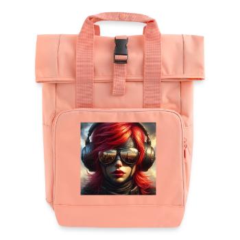 Red-haired aviator - Roll Top Backpack with Two Handles - chintz rose - Front