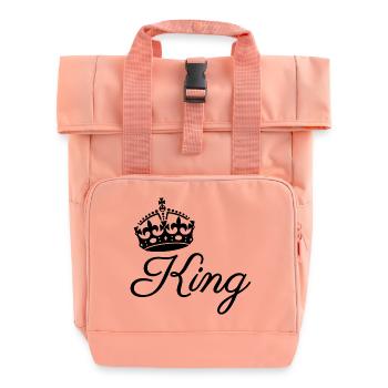 Königliche Krone mit Königstext-Design - Rolltop Rucksack mit zwei Griffen - Chintzrosa - Vorne